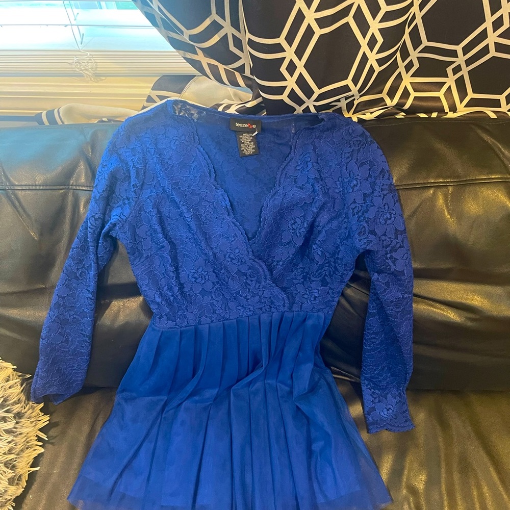A beautiful blue mesh dress